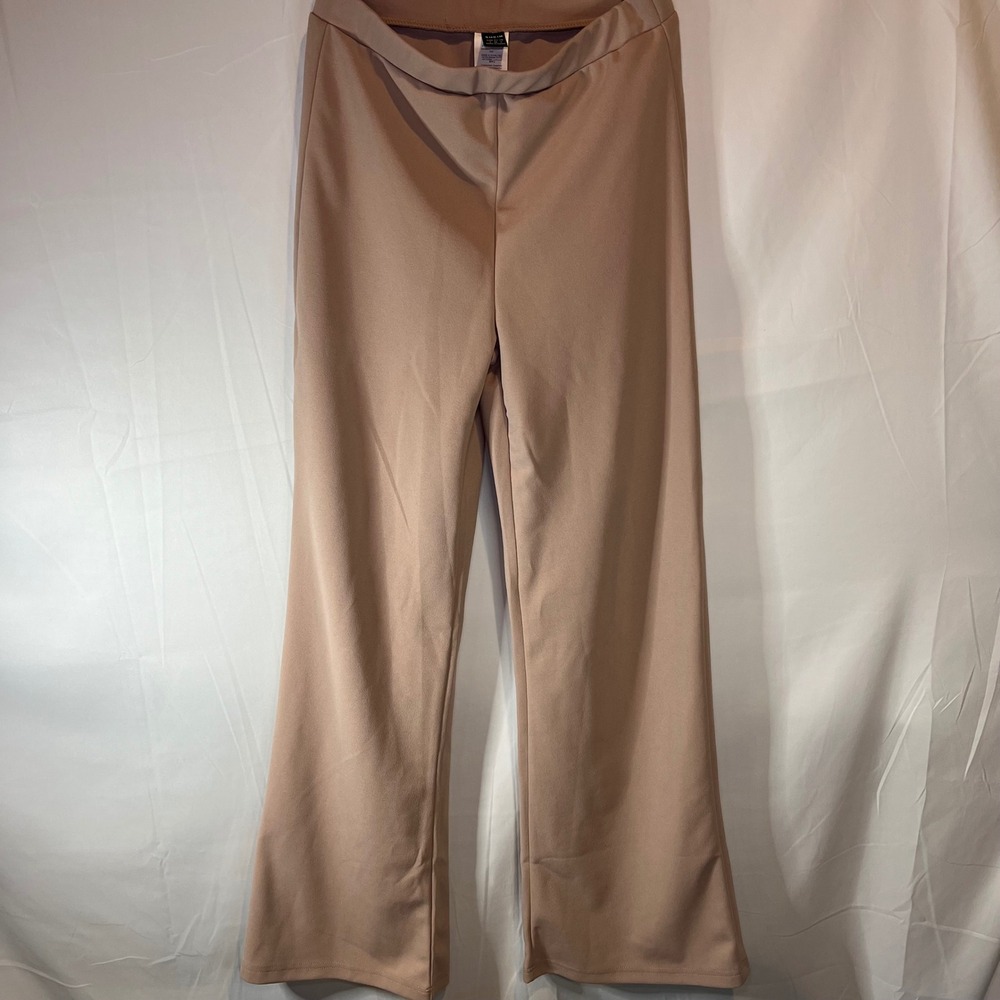 SHEIN Wide Leg Pants Tan Neutral Comfort Stretch High Waist Womens Size S
